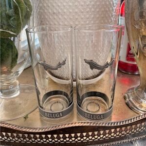 NWT Beluga Vodka Pewter Glass Set with Black Detailing